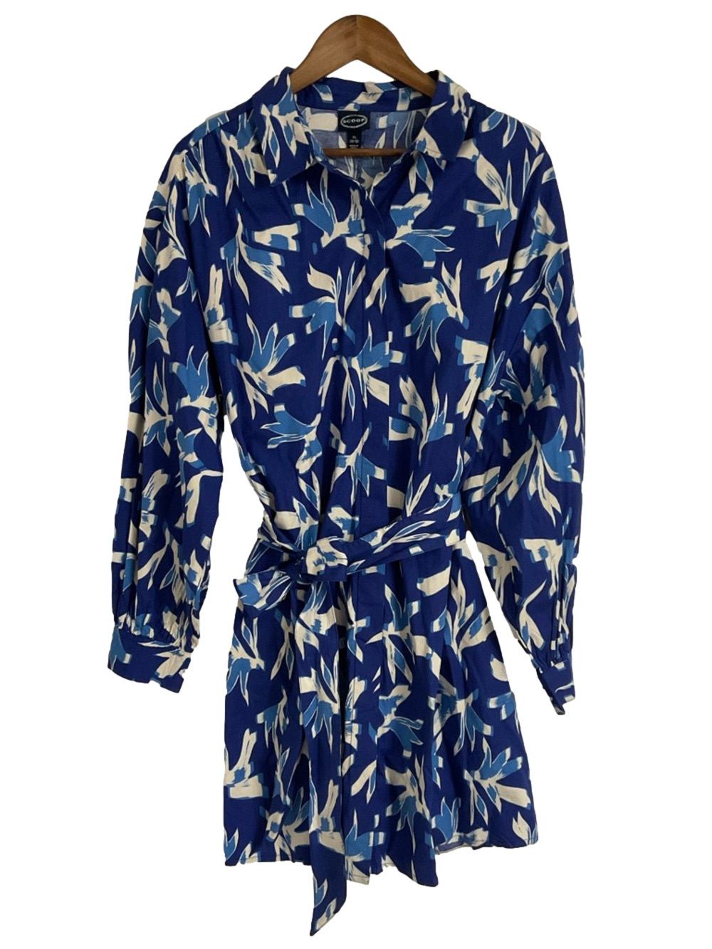 Scoop Women's Balloon Sleeve Poplin Shirtdress with Pockets Size XL - Picture 2 of 6